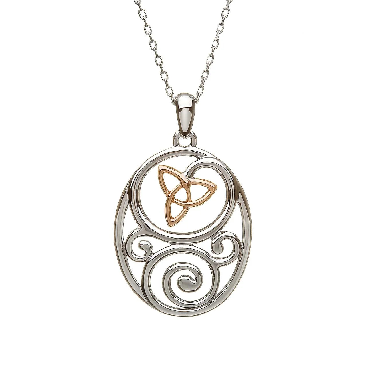 Celtic Trinity Knot Pendant with Irish Rose Gold