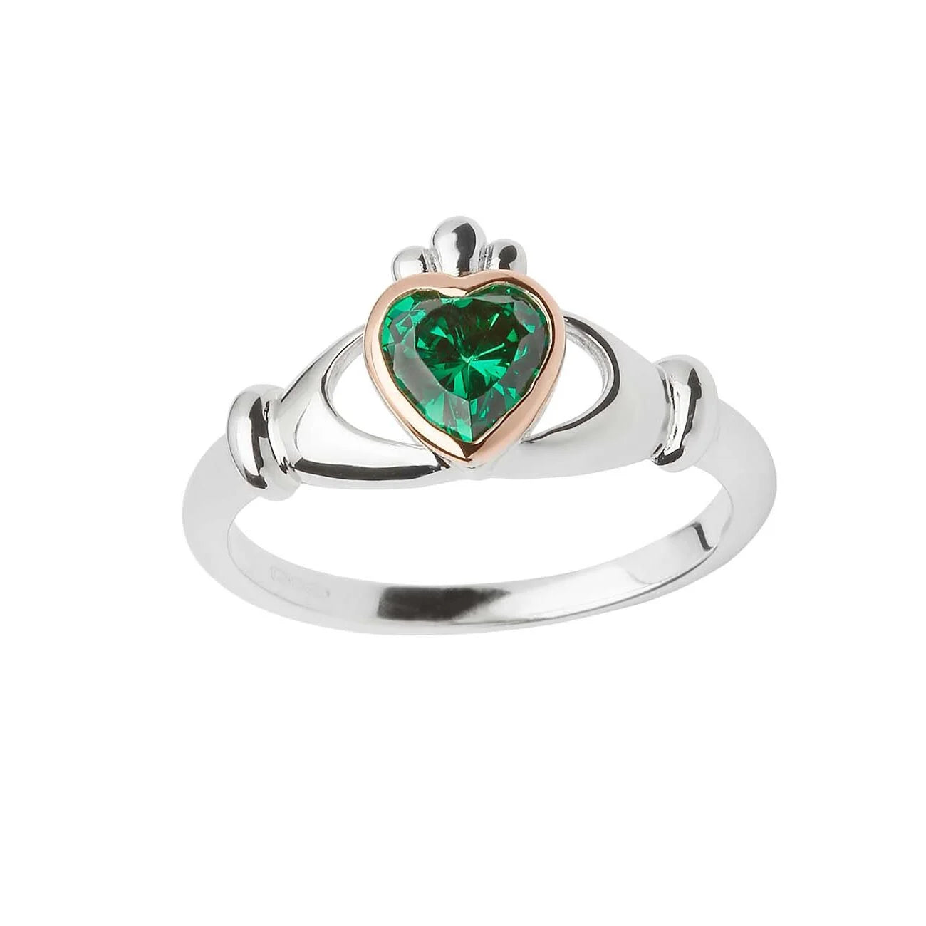 Claddagh Green Stone Ring with Irish Gold