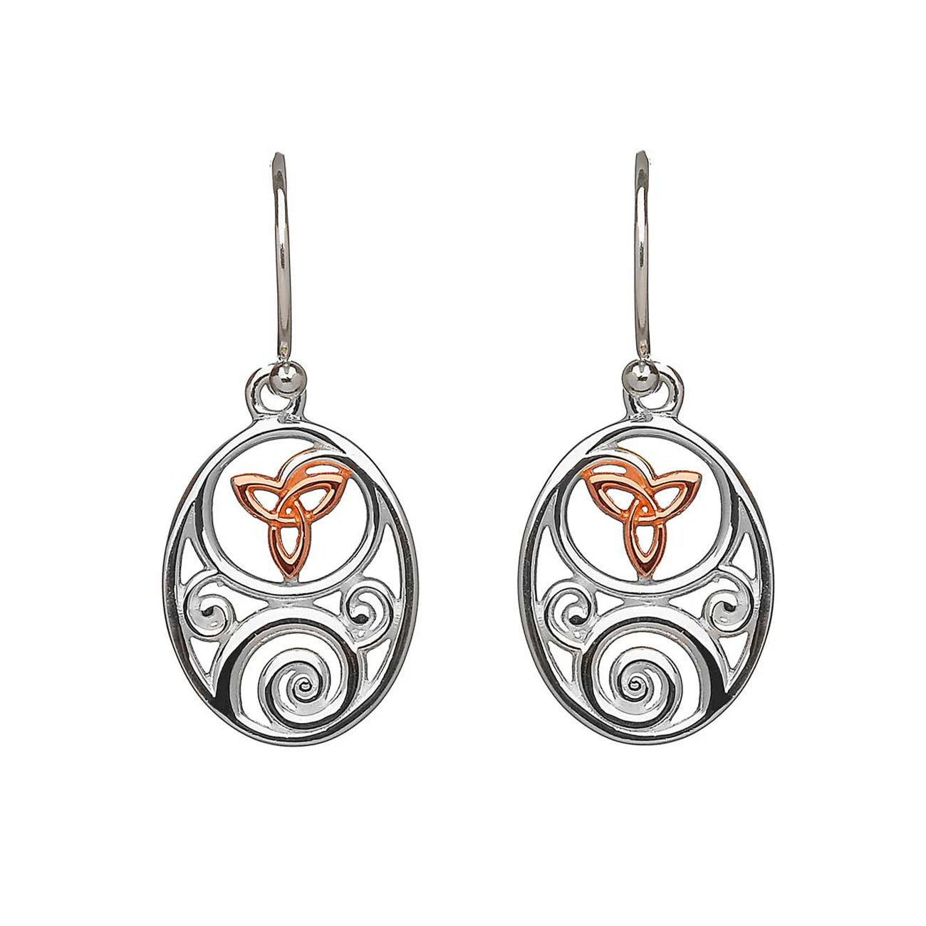 Irish Gold & Silver Celtic Earrings with Trinity Knot