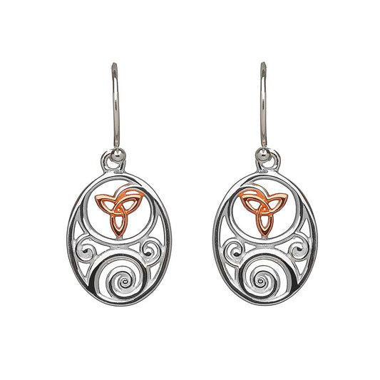 Irish Gold & Silver Celtic Earrings with Trinity Knot