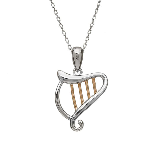 Celtic Harp Pendant with Irish Gold Strings